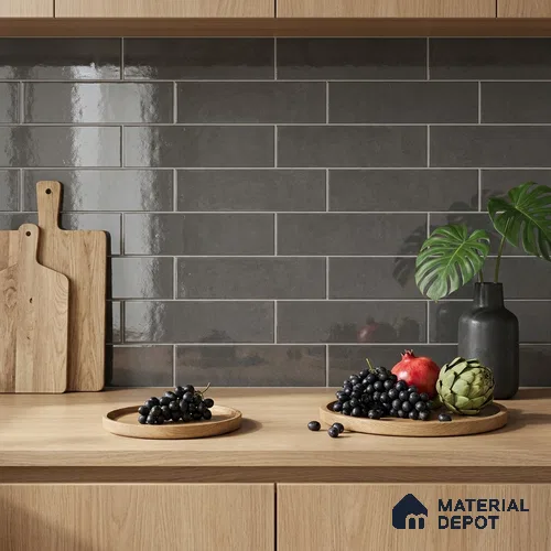 Subway Wall Tile TL 06161 E Eclat Blanc Gleam Touch 12 x 3 inch Ceramic Glossy Finish - 10 mm | 48 Random Design | Suitable for Accent / Feature Walls, Bathroom, Kitchen Wall & Backsplashes