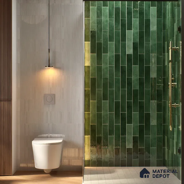 Subway Wall Tile TL 06161 H Eclat Blanc Sheen Gloss 12 x 3 inch Ceramic Glossy Finish - 10 mm | 48 Random Design | Suitable for Accent / Feature Walls, Bathroom, Kitchen Wall & Backsplashes