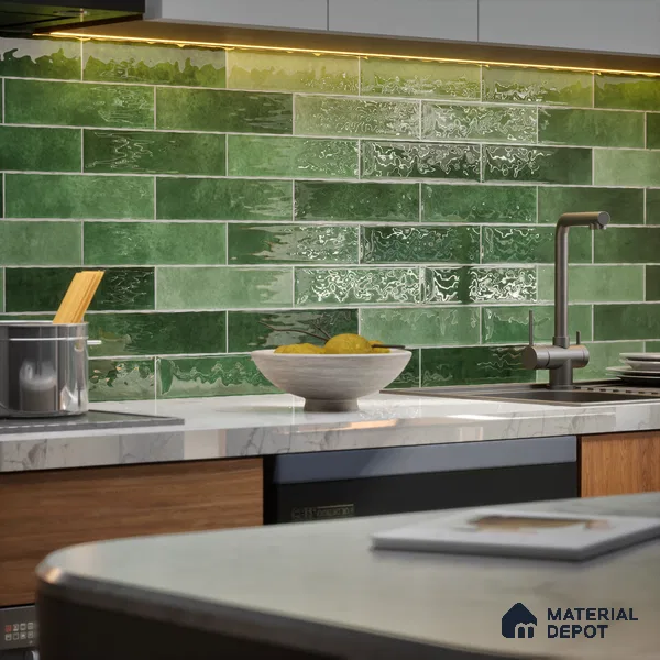 Subway Wall Tile TL 06161 H Eclat Blanc Sheen Gloss 12 x 3 inch Ceramic Glossy Finish - 10 mm | 48 Random Design | Suitable for Accent / Feature Walls, Bathroom, Kitchen Wall & Backsplashes