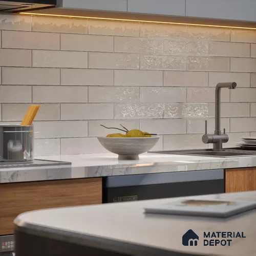 Subway Wall Tile TL 06161 Eclat Blanc Radiant Glaze 12 x 3 inch Ceramic Glossy Finish - 10 mm | 48 Random Design | Suitable for Accent / Feature Walls, Bathroom, Kitchen Wall & Backsplashes