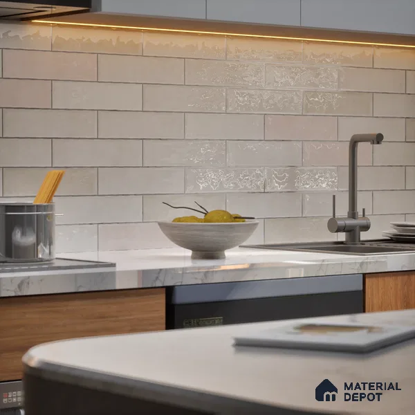 Subway Wall Tile TL 06161 Eclat Blanc Radiant Glaze 12 x 3 inch Ceramic Glossy Finish - 10 mm | 48 Random Design | Suitable for Accent / Feature Walls, Bathroom, Kitchen Wall & Backsplashes