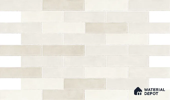 Subway Wall Tile TL 06161 Eclat Blanc Radiant Glaze 12 x 3 inch Ceramic Glossy Finish - 10 mm | 48 Random Design | Suitable for Accent / Feature Walls, Bathroom, Kitchen Wall & Backsplashes