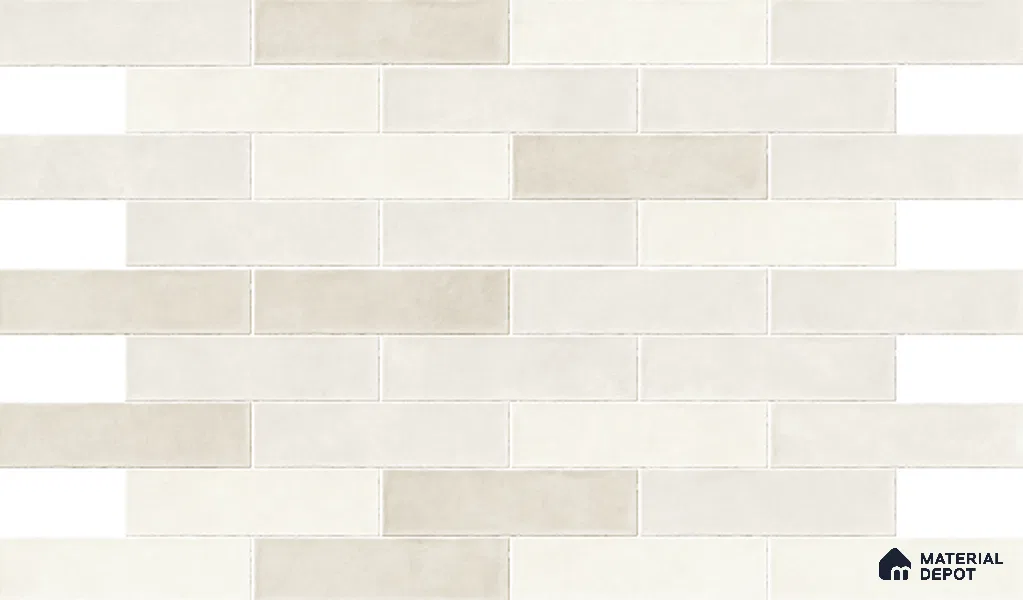 Subway Wall Tile TL 06161 Eclat Blanc Radiant Glaze 12 x 3 inch Ceramic Glossy Finish - 10 mm | 48 Random Design | Suitable for Accent / Feature Walls, Bathroom, Kitchen Wall & Backsplashes