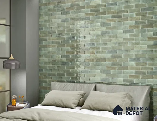 Subway Wall Tile TL 06162 B Harbor Mint Frost 9 x 3 inch Ceramic Glossy Finish - 10 mm | 68 Random Design | Suitable for Accent / Feature Walls, Bathroom, Kitchen Wall & Backsplashes