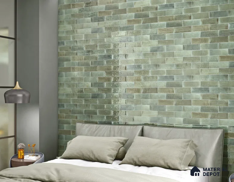 Subway Wall Tile TL 06162 B Harbor Mint Frost 9 x 3 inch Ceramic Glossy Finish - 10 mm | 68 Random Design | Suitable for Accent / Feature Walls, Bathroom, Kitchen Wall & Backsplashes