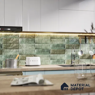 Subway Wall Tile TL 06162 B Harbor Mint Frost 9 x 3 inch Ceramic Glossy Finish - 10 mm | 68 Random Design | Suitable for Accent / Feature Walls, Bathroom, Kitchen Wall & Backsplashes