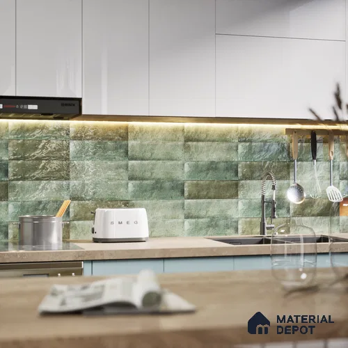 Subway Wall Tile TL 06162 B Harbor Mint Frost 9 x 3 inch Ceramic Glossy Finish - 10 mm | 68 Random Design | Suitable for Accent / Feature Walls, Bathroom, Kitchen Wall & Backsplashes