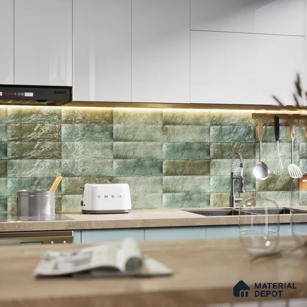 Subway Wall Tile TL 06162 B Harbor Mint Frost 9 x 3 inch Ceramic Glossy Finish - 10 mm | 68 Random Design | Suitable for Accent / Feature Walls, Bathroom, Kitchen Wall & Backsplashes