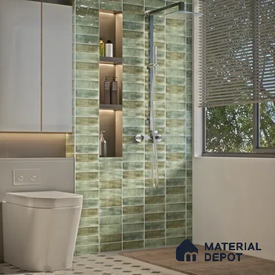 Subway Wall Tile TL 06162 B Harbor Mint Frost 9 x 3 inch Ceramic Glossy Finish - 10 mm | 68 Random Design | Suitable for Accent / Feature Walls, Bathroom, Kitchen Wall & Backsplashes