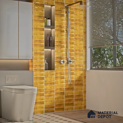 Subway Wall Tile TL 06162 C Harbor Sunny Maize 9 x 3 inch Ceramic Glossy Finish - 10 mm | 68 Random Design | Suitable for Accent / Feature Walls, Bathroom, Kitchen Wall & Backsplashes