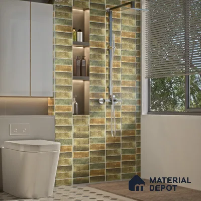 Subway Wall Tile TL 06162 E Harbor Zen Jade 9 x 3 inch Ceramic Glossy Finish - 10 mm | 68 Random Design | Suitable for Accent / Feature Walls, Bathroom, Kitchen Wall & Backsplashes