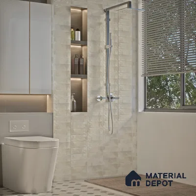 Subway Wall Tile TL 06162 F Harbor Misty Pearl 9 x 3 inch Ceramic Glossy Finish - 10 mm | 68 Random Design | Suitable for Accent / Feature Walls, Bathroom, Kitchen Wall & Backsplashes