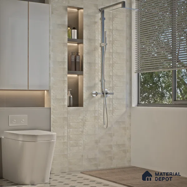 Subway Wall Tile TL 06162 F Harbor Misty Pearl 9 x 3 inch Ceramic Glossy Finish - 10 mm | 68 Random Design | Suitable for Accent / Feature Walls, Bathroom, Kitchen Wall & Backsplashes