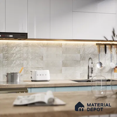 Subway Wall Tile TL 06162 F Harbor Misty Pearl 9 x 3 inch Ceramic Glossy Finish - 10 mm | 68 Random Design | Suitable for Accent / Feature Walls, Bathroom, Kitchen Wall & Backsplashes