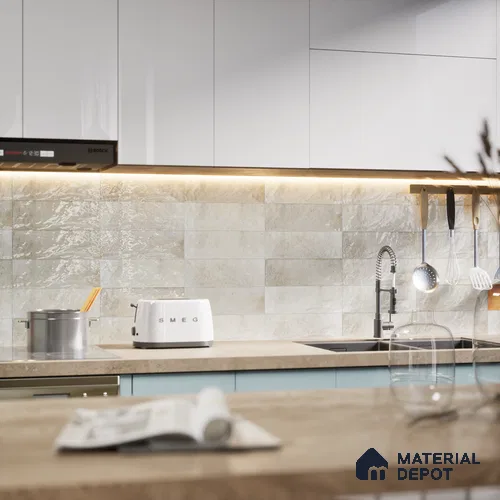 Subway Wall Tile TL 06162 F Harbor Misty Pearl 9 x 3 inch Ceramic Glossy Finish - 10 mm | 68 Random Design | Suitable for Accent / Feature Walls, Bathroom, Kitchen Wall & Backsplashes