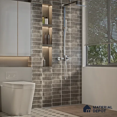 Subway Wall Tile TL 06162 H Harbor Onyx Gleam 9 x 3 inch Ceramic Glossy Finish - 10 mm | 68 Random Design | Suitable for Accent / Feature Walls, Bathroom, Kitchen Wall & Backsplashes