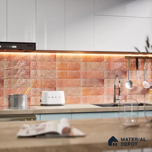 Subway Wall Tile TL 06162 Harbor Coral Glow 9 x 3 inch Ceramic Glossy Finish - 10 mm | 68 Random Design | Suitable for Accent / Feature Walls, Bathroom, Kitchen Wall & Backsplashes