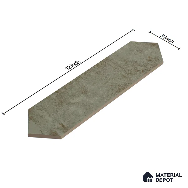 Subway Wall Tile TL 06163 E Cavalier Picket Green Luster 12 x 3 inch Ceramic Glossy Finish - 10 mm | 16 Random Design | Suitable for Accent / Feature Walls, Bathroom, Kitchen Wall & Backsplashes