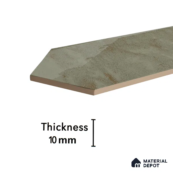 Subway Wall Tile TL 06163 E Cavalier Picket Green Luster 12 x 3 inch Ceramic Glossy Finish - 10 mm | 16 Random Design | Suitable for Accent / Feature Walls, Bathroom, Kitchen Wall & Backsplashes