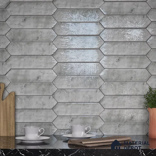 Subway Wall Tile TL 06163 F Cavalier Picket Slate Gleam 12 x 3 inch Ceramic Glossy Finish - 10 mm | 16 Random Design | Suitable for Accent / Feature Walls, Bathroom, Kitchen Wall & Backsplashes