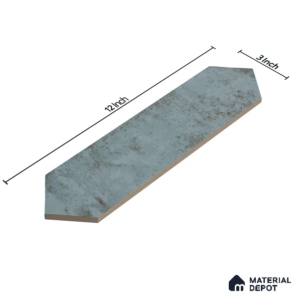 Subway Wall Tile TL 06163 Cavalier Picket Aqua Glaze 12 x 3 inch Ceramic Glossy Finish - 10 mm | 16 Random Design | Suitable for Accent / Feature Walls, Bathroom, Kitchen Wall & Backsplashes