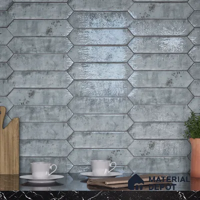 Subway Wall Tile TL 06163 Cavalier Picket Aqua Glaze 12 x 3 inch Ceramic Glossy Finish - 10 mm | 16 Random Design | Suitable for Accent / Feature Walls, Bathroom, Kitchen Wall & Backsplashes