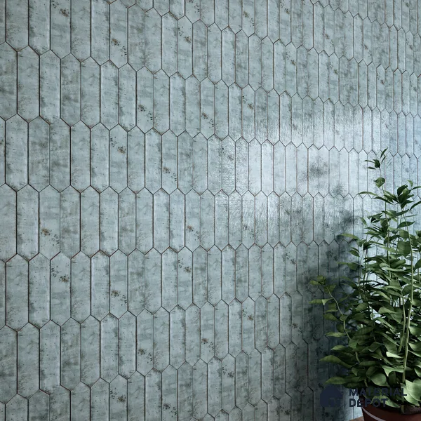 Subway Wall Tile TL 06163 Cavalier Picket Aqua Glaze 12 x 3 inch Ceramic Glossy Finish - 10 mm | 16 Random Design | Suitable for Accent / Feature Walls, Bathroom, Kitchen Wall & Backsplashes