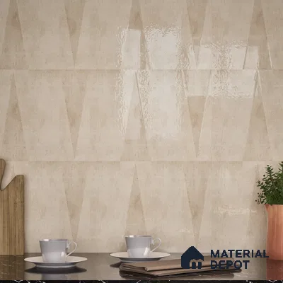Subway Wall Tile TL 06164 F Solara Desert Sand Base 9 x 3 inch Ceramic Glossy Finish - 10 mm | 25 Random Design | Suitable for Accent / Feature Walls, Bathroom, Kitchen Wall & Backsplashes