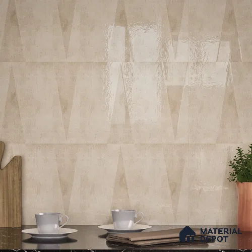 Subway Wall Tile TL 06164 F Solara Desert Sand Base 9 x 3 inch Ceramic Glossy Finish - 10 mm | 25 Random Design | Suitable for Accent / Feature Walls, Bathroom, Kitchen Wall & Backsplashes