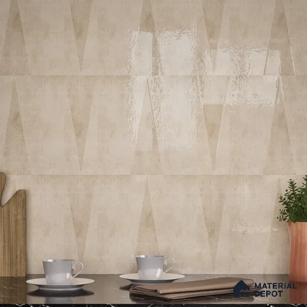 Subway Wall Tile TL 06164 F Solara Desert Sand Base 9 x 3 inch Ceramic Glossy Finish - 10 mm | 25 Random Design | Suitable for Accent / Feature Walls, Bathroom, Kitchen Wall & Backsplashes
