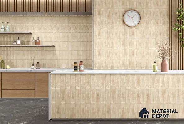 Subway Wall Tile TL 06164 F Solara Desert Sand Base 9 x 3 inch Ceramic Glossy Finish - 10 mm | 25 Random Design | Suitable for Accent / Feature Walls, Bathroom, Kitchen Wall & Backsplashes