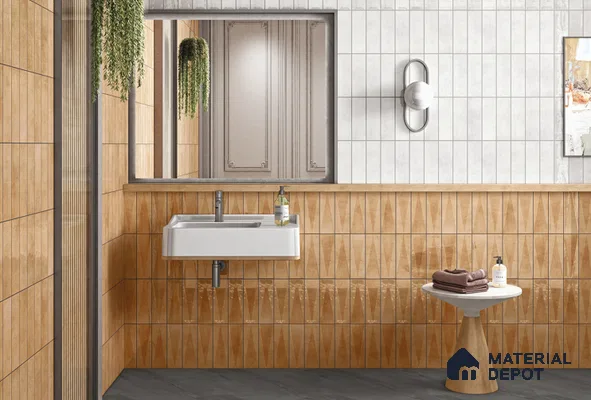 Subway Wall Tile TL 06164 G Solara Soft Dune Decor 9 x 3 inch Ceramic Glossy Finish - 10 mm | 25 Random Design | Suitable for Accent / Feature Walls, Bathroom, Kitchen Wall & Backsplashes