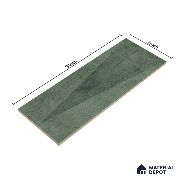 Subway Wall Tile TL 06164 K Solara Forest Green Decor 9 x 3 inch Ceramic Glossy Finish - 10 mm | 25 Random Design | Suitable for Accent / Feature Walls, Bathroom, Kitchen Wall & Backsplashes