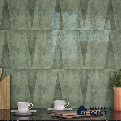 Subway Wall Tile TL 06164 K Solara Forest Green Decor 9 x 3 inch Ceramic Glossy Finish - 10 mm | 25 Random Design | Suitable for Accent / Feature Walls, Bathroom, Kitchen Wall & Backsplashes