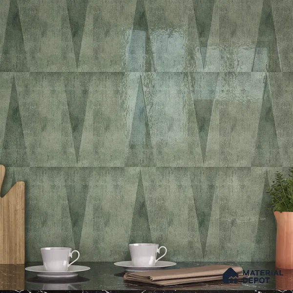 Subway Wall Tile TL 06164 K Solara Forest Green Decor 9 x 3 inch Ceramic Glossy Finish - 10 mm | 25 Random Design | Suitable for Accent / Feature Walls, Bathroom, Kitchen Wall & Backsplashes