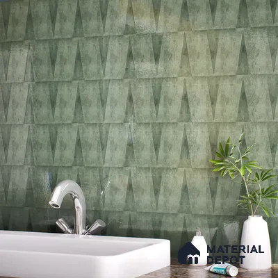 Subway Wall Tile TL 06164 L Solara Forest Green Base 9 x 3 inch Ceramic Glossy Finish - 10 mm | 25 Random Design | Suitable for Accent / Feature Walls, Bathroom, Kitchen Wall & Backsplashes