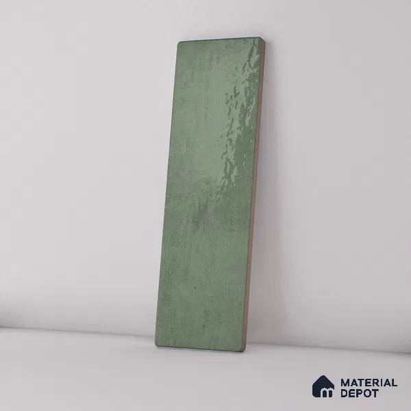 Subway Wall Tile TL 06164 L Solara Forest Green Base 9 x 3 inch Ceramic Glossy Finish - 10 mm | 25 Random Design | Suitable for Accent / Feature Walls, Bathroom, Kitchen Wall & Backsplashes
