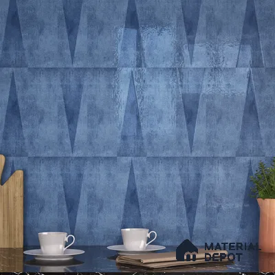 Subway Wall Tile TL 06164 N Solara Azure Zinc Base 9 x 3 inch Ceramic Glossy Finish - 10 mm | 25 Random Design | Suitable for Accent / Feature Walls, Bathroom, Kitchen Wall & Backsplashes