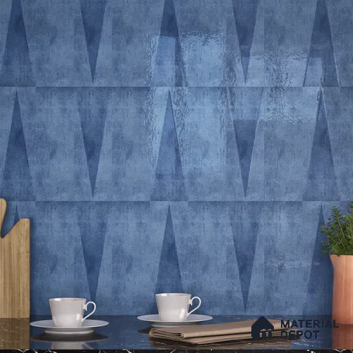 Subway Wall Tile TL 06164 N Solara Azure Zinc Base 9 x 3 inch Ceramic Glossy Finish - 10 mm | 25 Random Design | Suitable for Accent / Feature Walls, Bathroom, Kitchen Wall & Backsplashes