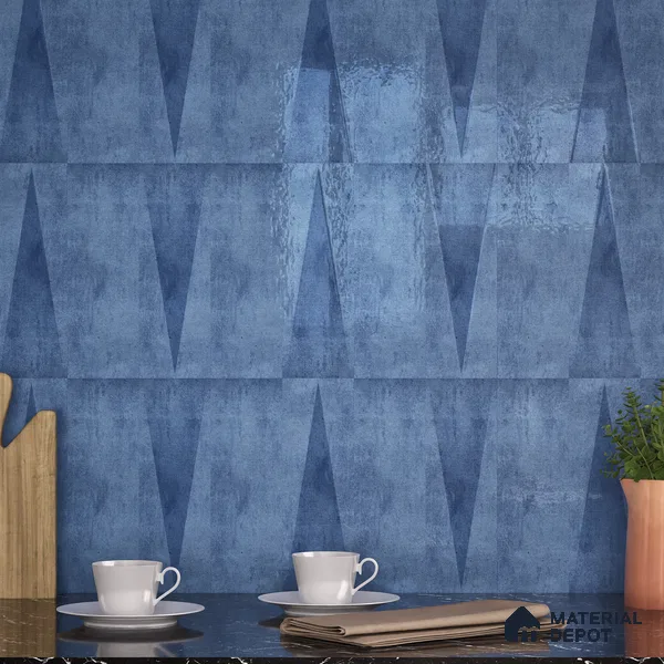 Subway Wall Tile TL 06164 N Solara Azure Zinc Base 9 x 3 inch Ceramic Glossy Finish - 10 mm | 25 Random Design | Suitable for Accent / Feature Walls, Bathroom, Kitchen Wall & Backsplashes