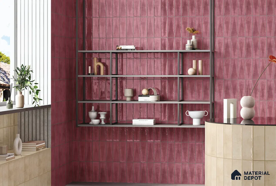 Subway Wall Tile TL 06164 Solara Coral Blush Decor 9 x 3 inch Ceramic Glossy Finish - 10 mm | 25 Random Design | Suitable for Accent / Feature Walls, Bathroom, Kitchen Wall & Backsplashes