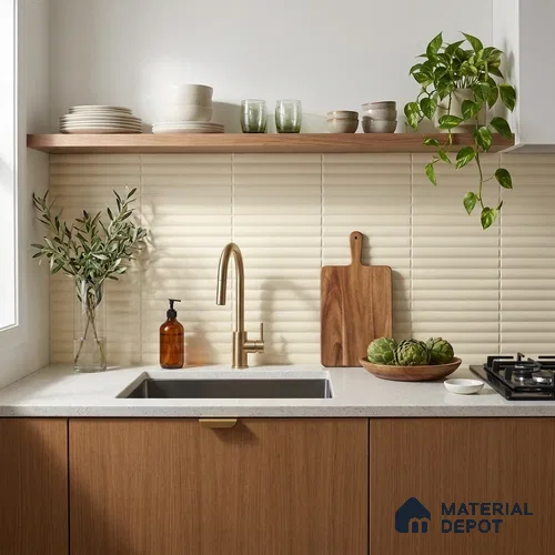 Fluted Subway Wall Tile TL 06165 B Whistle Glow Whisper 12 x 3 inch Ceramic Matte Finish - 10 mm  | Suitable for Accent / Feature Walls, Bathroom, Kitchen Wall & Backsplashes