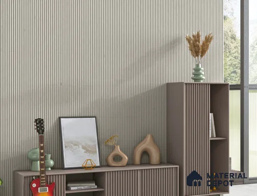 Fluted Subway Wall Tile TL 06165 E Whistle Pebble Veil 12 x 3 inch Ceramic Matte Finish - 10 mm  | Suitable for Accent / Feature Walls, Bathroom, Kitchen Wall & Backsplashes