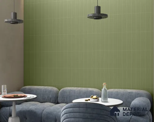 Fluted Subway Wall Tile TL 06165 Whistle Jade Leaf 12 x 3 inch Ceramic Matte Finish - 10 mm  | Suitable for Accent / Feature Walls, Bathroom, Kitchen Wall & Backsplashes