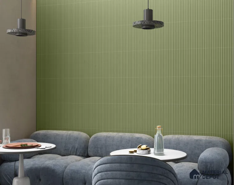 Fluted Subway Wall Tile TL 06165 Whistle Jade Leaf 12 x 3 inch Ceramic Matte Finish - 10 mm | Suitable for Accent / Feature Walls, Bathroom, Kitchen Wall & Backsplashes