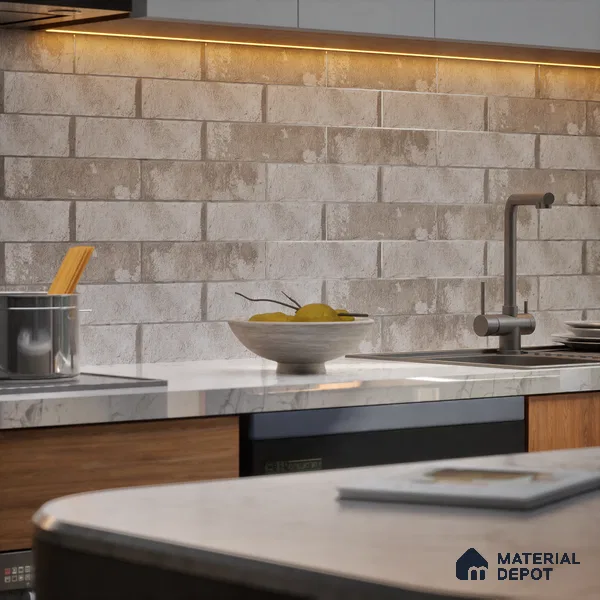 Subway Wall Tile TL 06167 D Relic Havana Ash 12 x 3 inch Ceramic Matte Finish - 10 mm | 24 Random Design | Suitable for Accent / Feature Walls, Bathroom, Kitchen Wall & Backsplashes