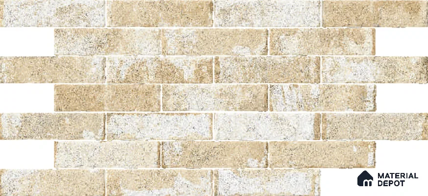 Subway Wall Tile TL 06167 E Relic Havana Pearl 12 x 3 inch Ceramic Matte Finish - 10 mm | 24 Random Design | Suitable for Accent / Feature Walls, Bathroom, Kitchen Wall & Backsplashes