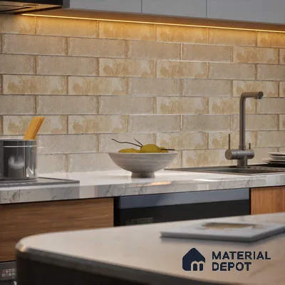 Subway Wall Tile TL 06167 E Relic Havana Pearl 12 x 3 inch Ceramic Matte Finish - 10 mm | 24 Random Design | Suitable for Accent / Feature Walls, Bathroom, Kitchen Wall & Backsplashes