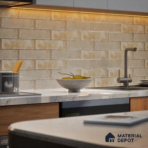 Subway Wall Tile TL 06167 E Relic Havana Pearl 12 x 3 inch Ceramic Matte Finish - 10 mm | 24 Random Design | Suitable for Accent / Feature Walls, Bathroom, Kitchen Wall & Backsplashes