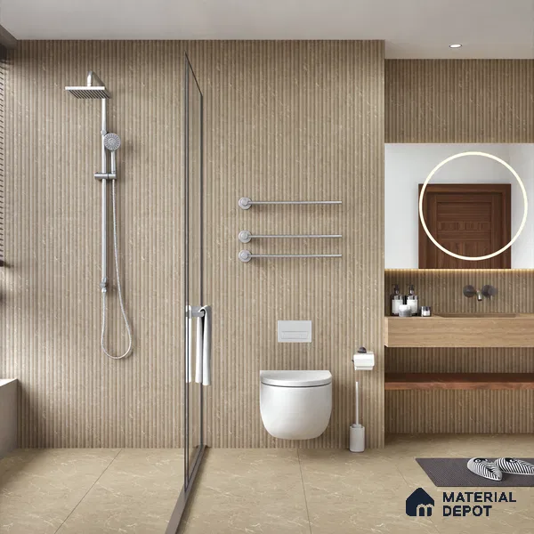 Punch Wall Tile TL 06170 B Flutura Elegance Cord Comb 4 ft x 2 ft Vitrified Lustera Effect Feather Feel Matte Finish - 8.5 mm | Suitable for Living Room, Bedroom, Bathroom
